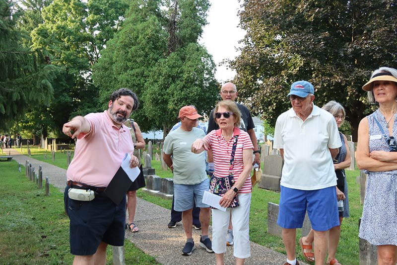 Photo of people touring the cemetery