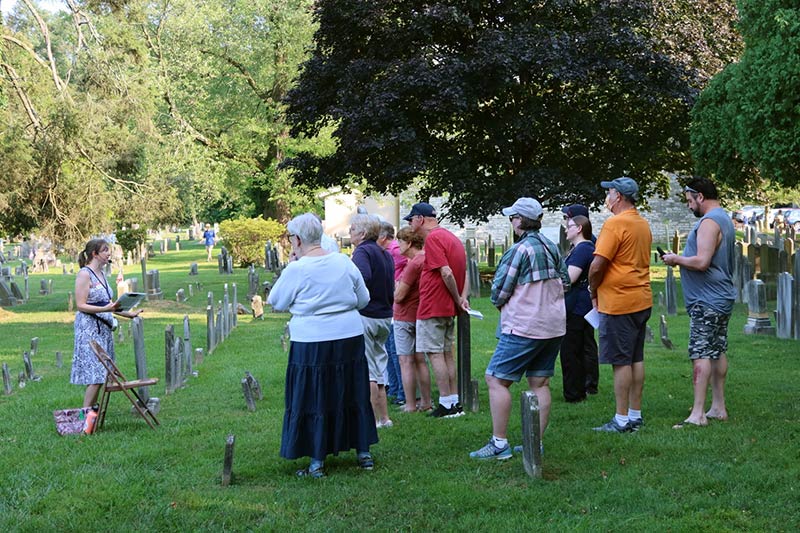 Photo of people touring the cemetery